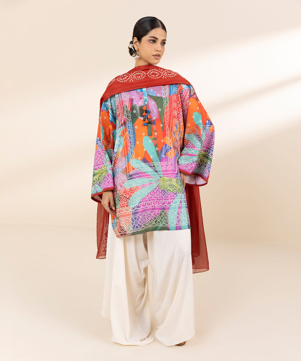 Women's Unstitched Lawn Printed Multi 2 Piece Suit