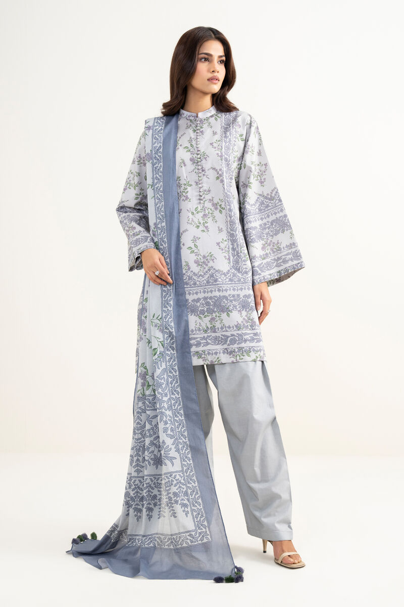 3 Piece - Embroidered Zari Lawn Suit