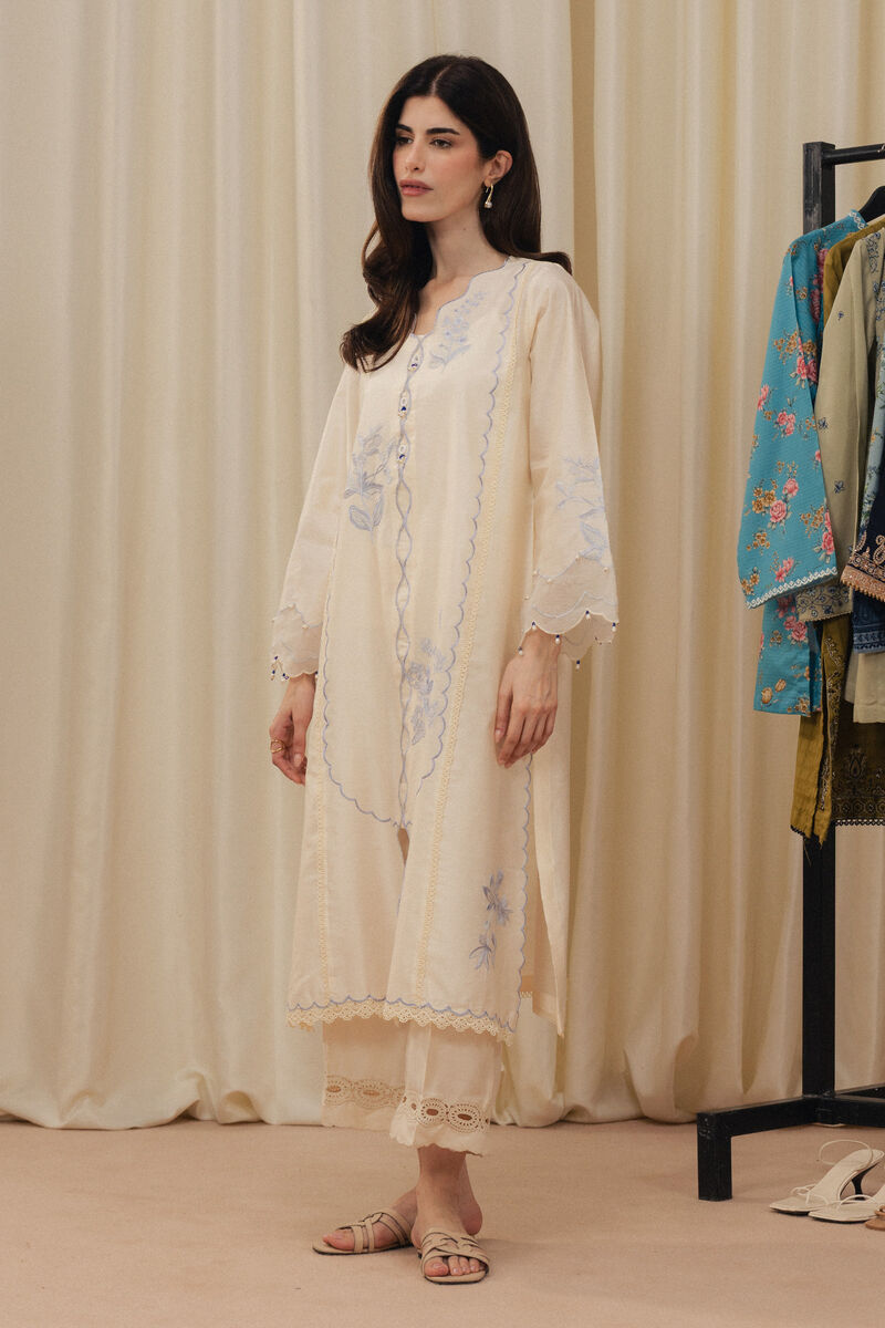 2 Piece - Embroidered Cotton Net Suit