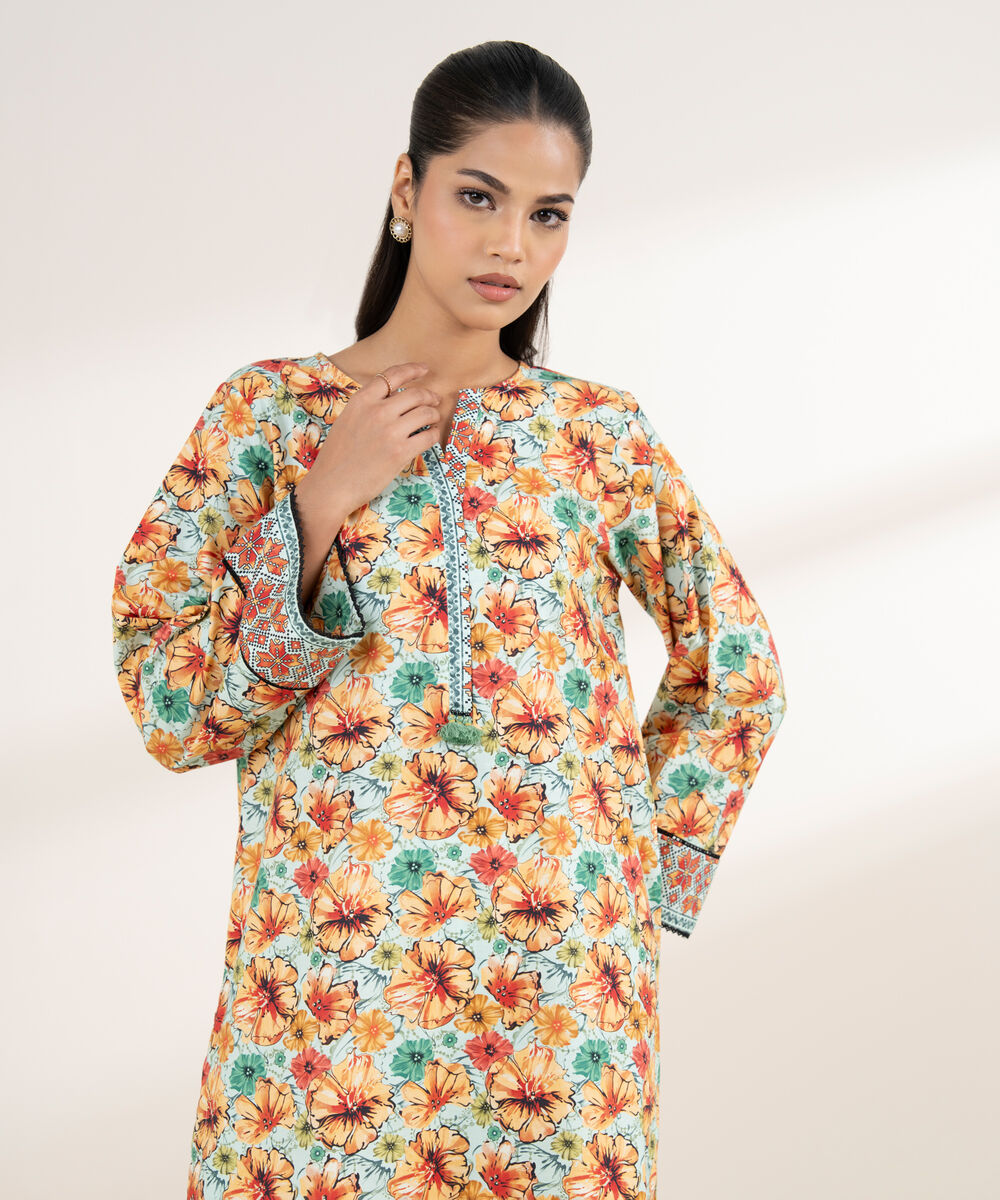 Women's RTW Cambric Multi Printed A-Line Shirt