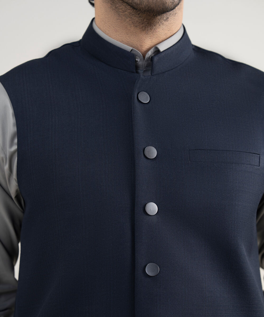 Men's Stitched Premium Suiting Navy Waistcoat