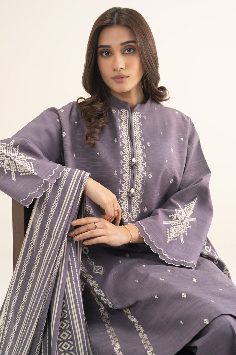 3 Piece - Embroidered Arabic Khaddar Suit