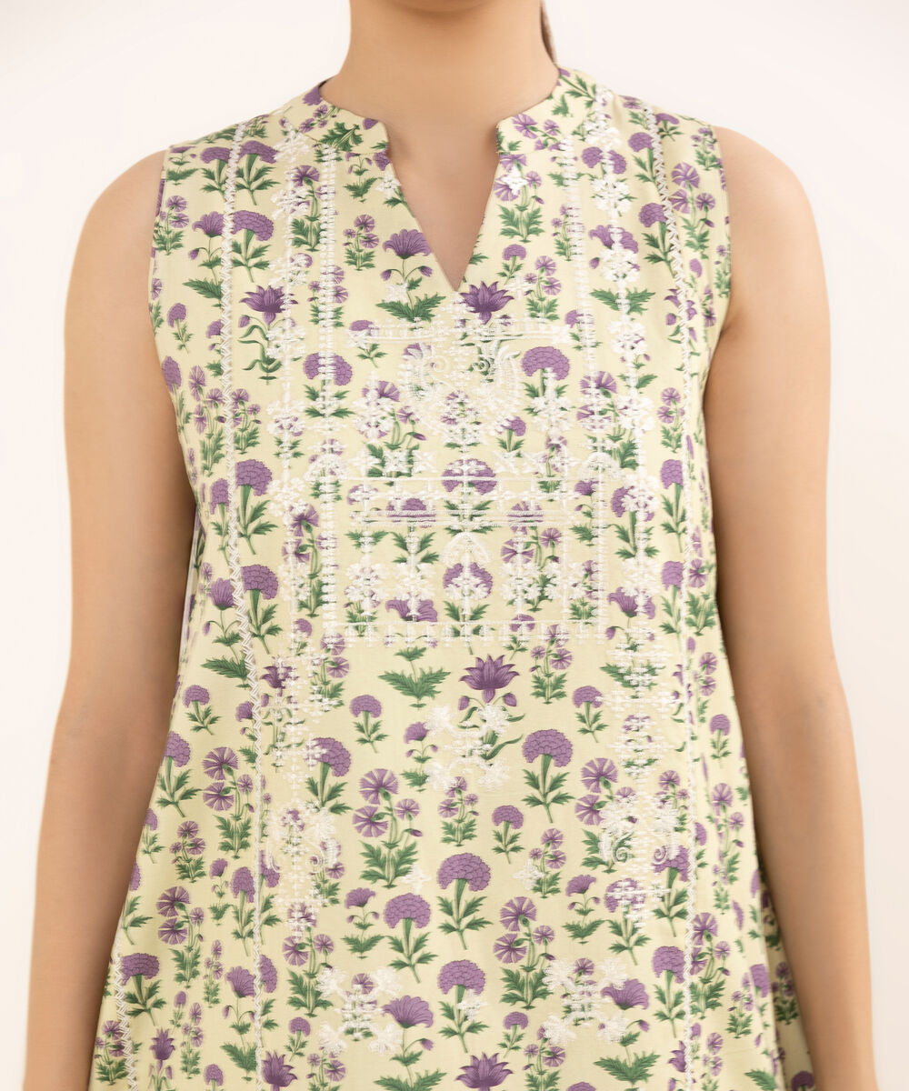 Women's Unstitched Cotton Embroidered Multi Two Piece Suit