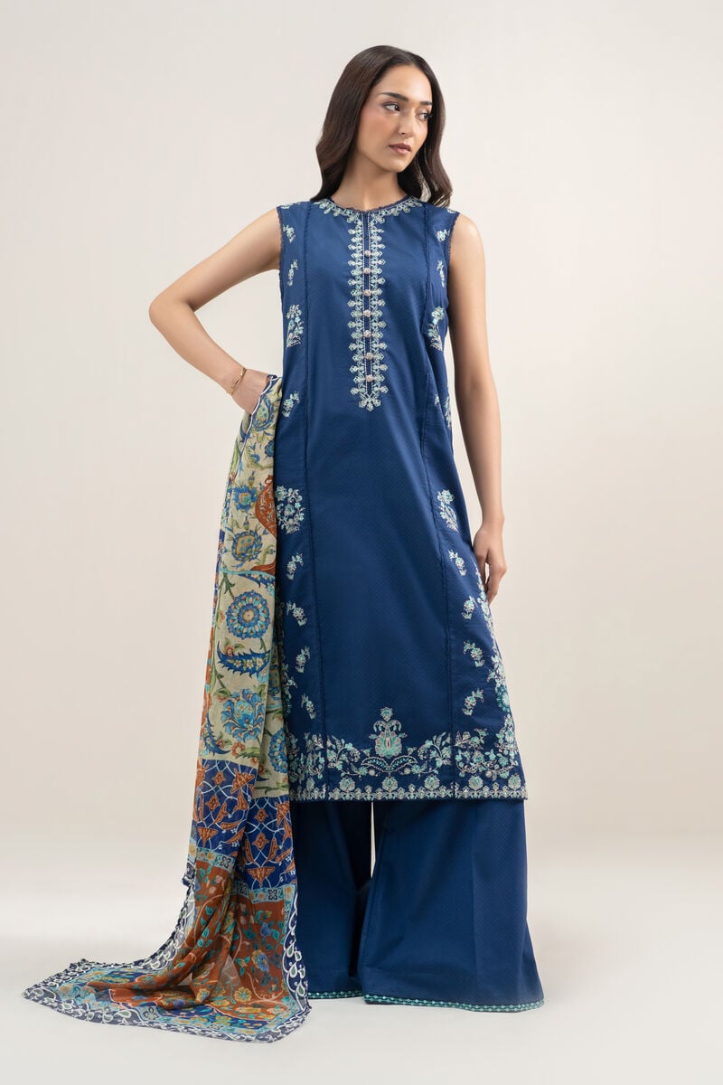 3 Piece - Embroidered Dobby Suit