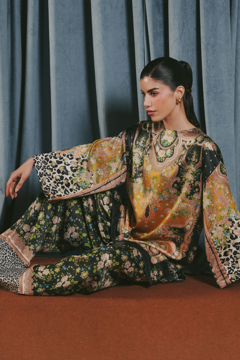 2 Piece - Printed Silk Suit