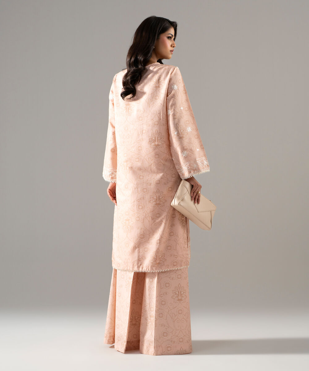 Women's RTW Fancy Cotton Printed Embroidered Pink 2 Piece Suit