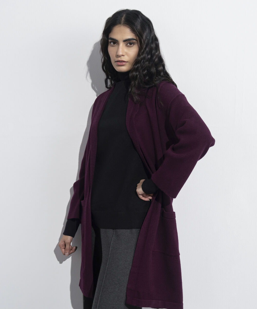 Women's Western Wear Merlot Long Knit Cardigan