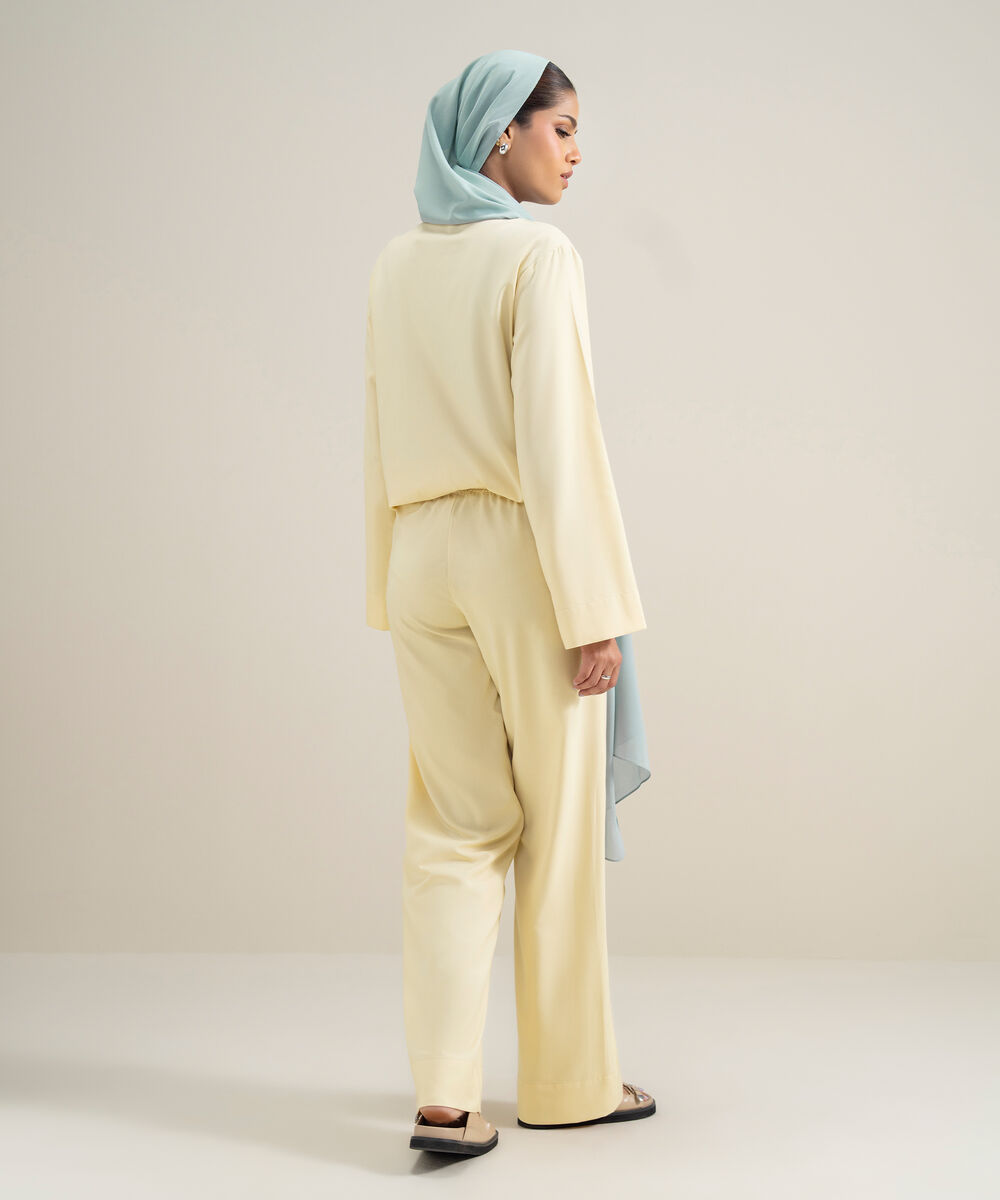 Women's Polyester Yellow Modest Trousers