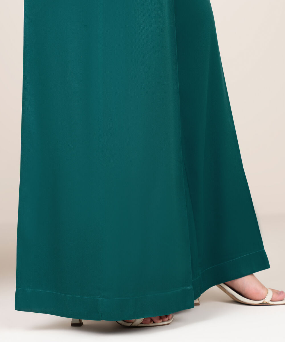 Women's RTW Bedford Solid Blue Flared Pants