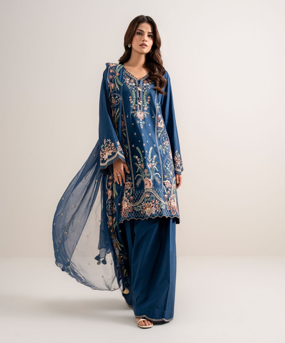 3 Piece - Embroidered Cotton Viscose Suit