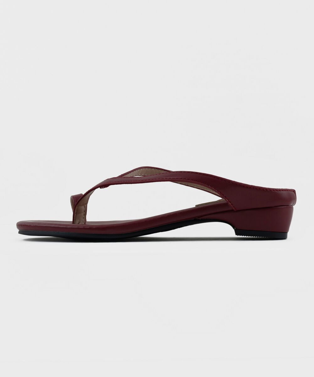 Women's Maroon Kitten Heel Sandal