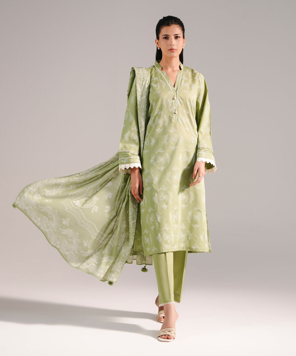 Lawn Printed Green Dupatta