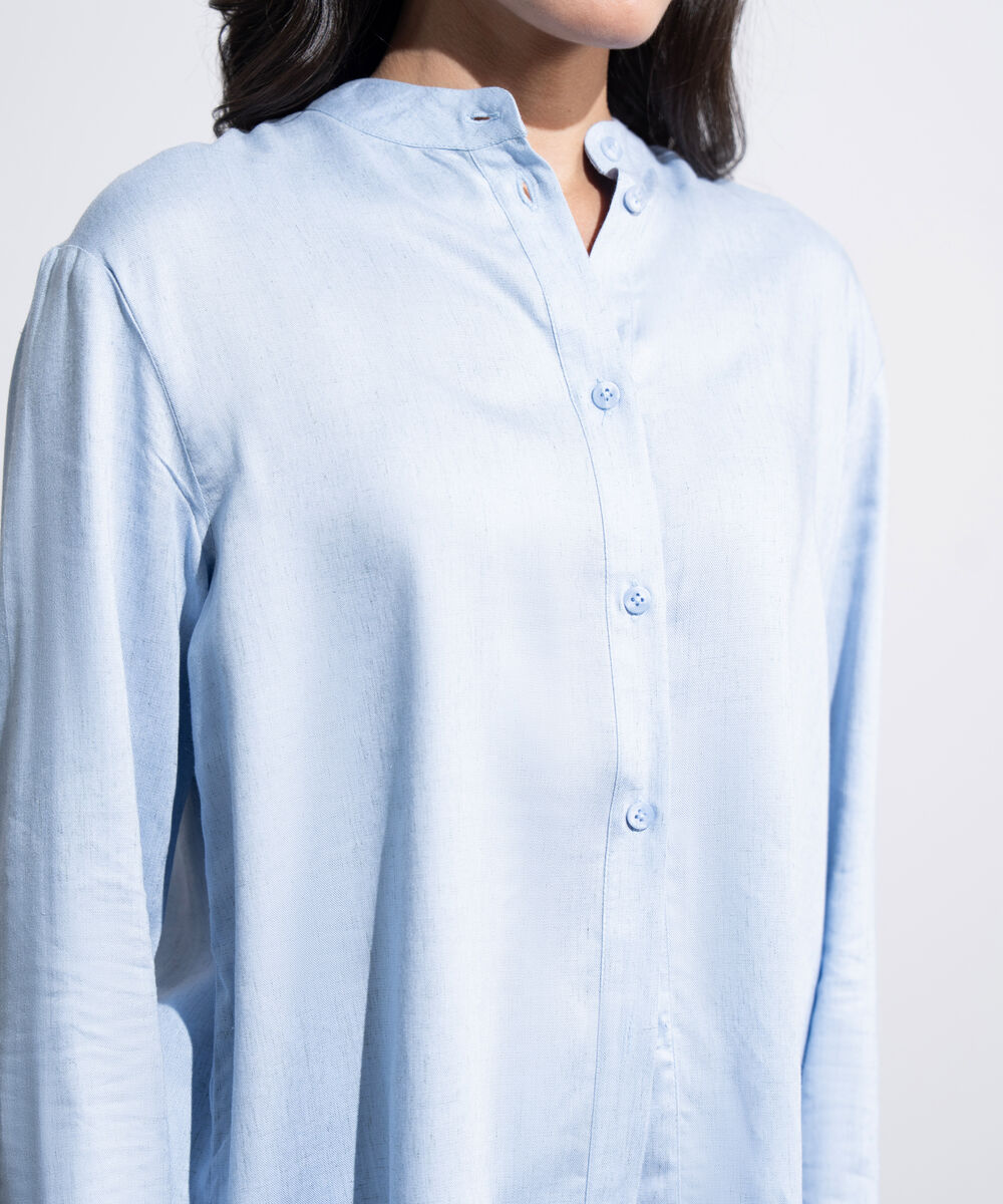 Women's Western light Blue Regular-Fit Button Through  Shirt