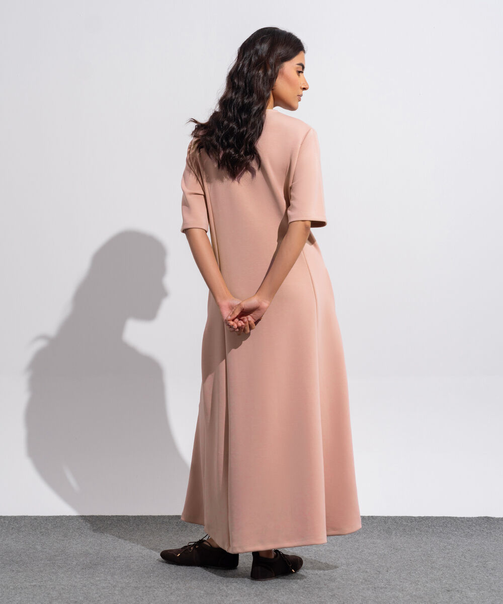 Women's Western Wear Pink Soft Lux Flared Maxi Dress