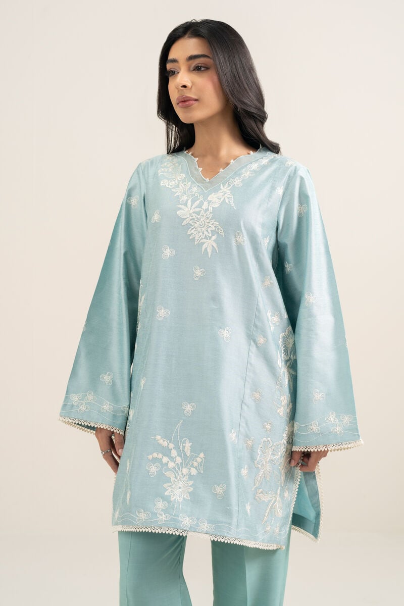 2 Piece - Embroidered Cotton Net Suit