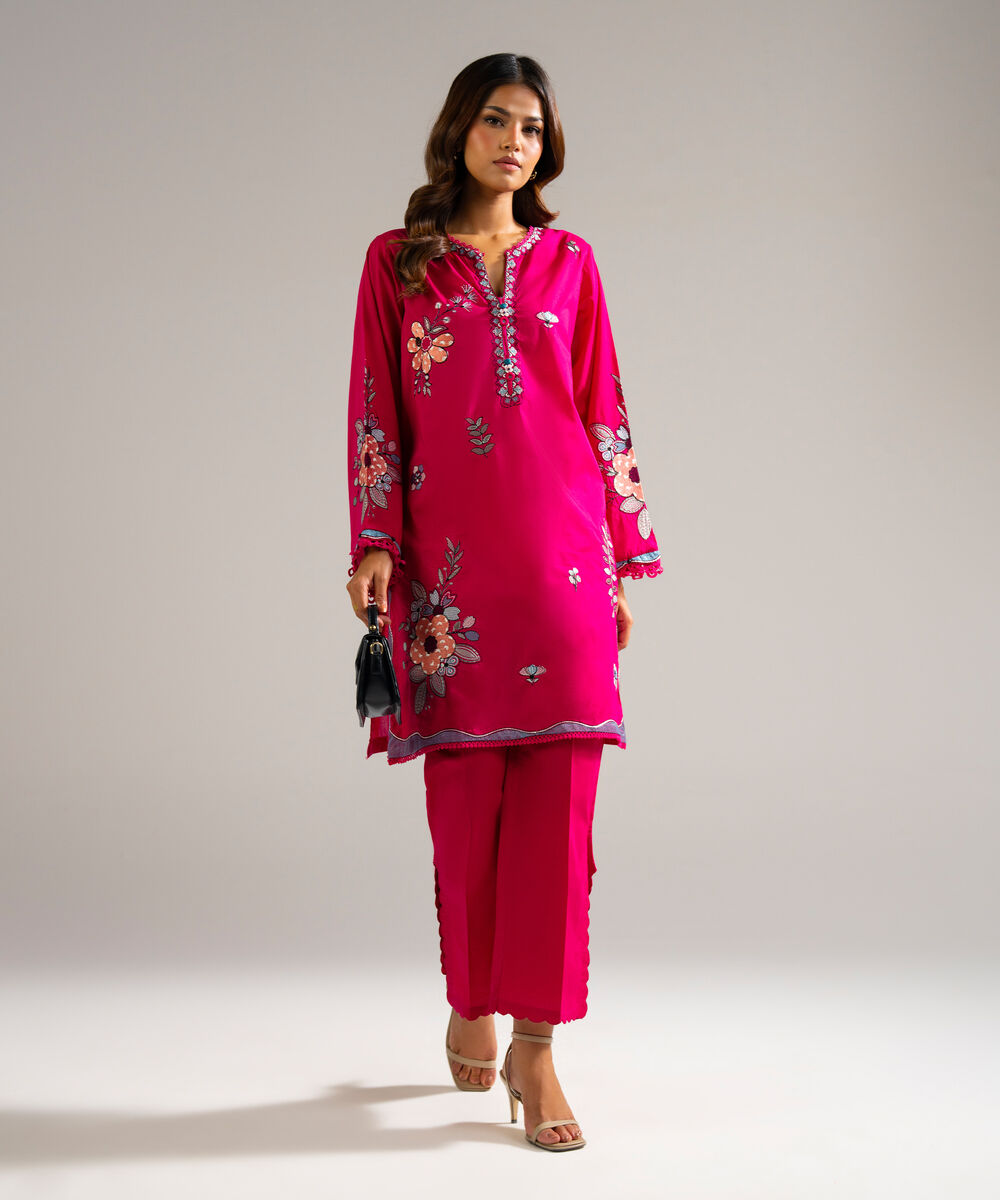 Women's RTW Lawn Embroidered Pink 2 Piece Suit