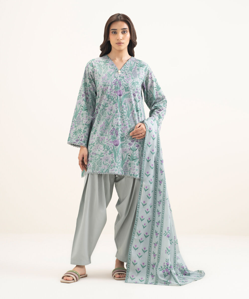 Women's RTW Cotton Viscose Printed Blue Straight Shirt