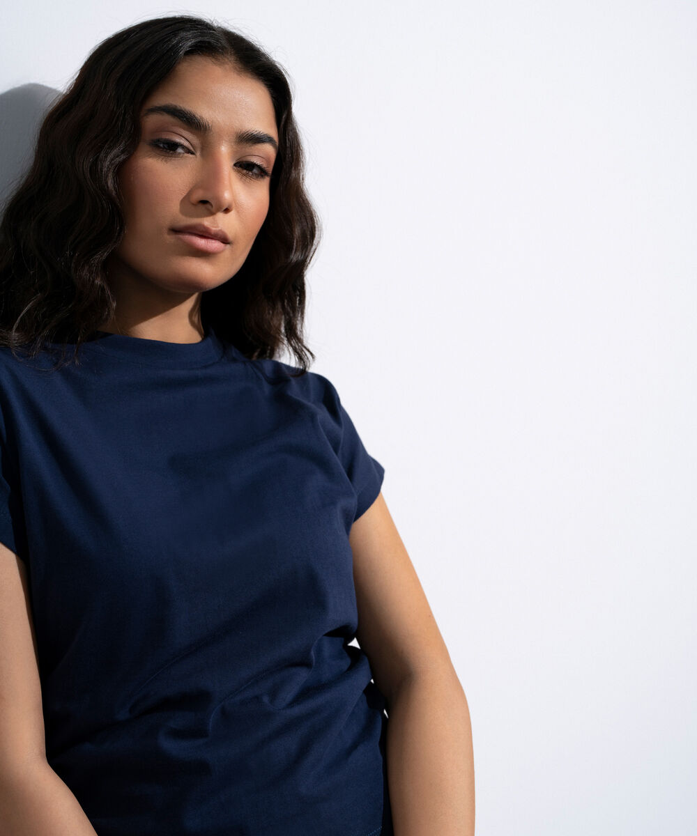 Women's Navy Cinched Waist T-Shirt
