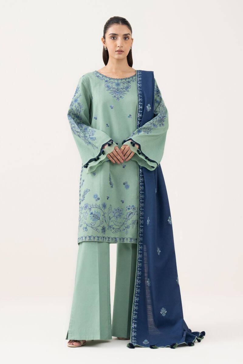 3 Piece - Embroidered Dobby Suit