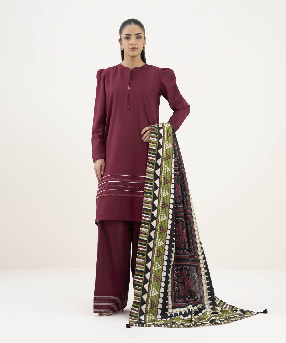 Printed Khaddar Pale Yellow Dupatta