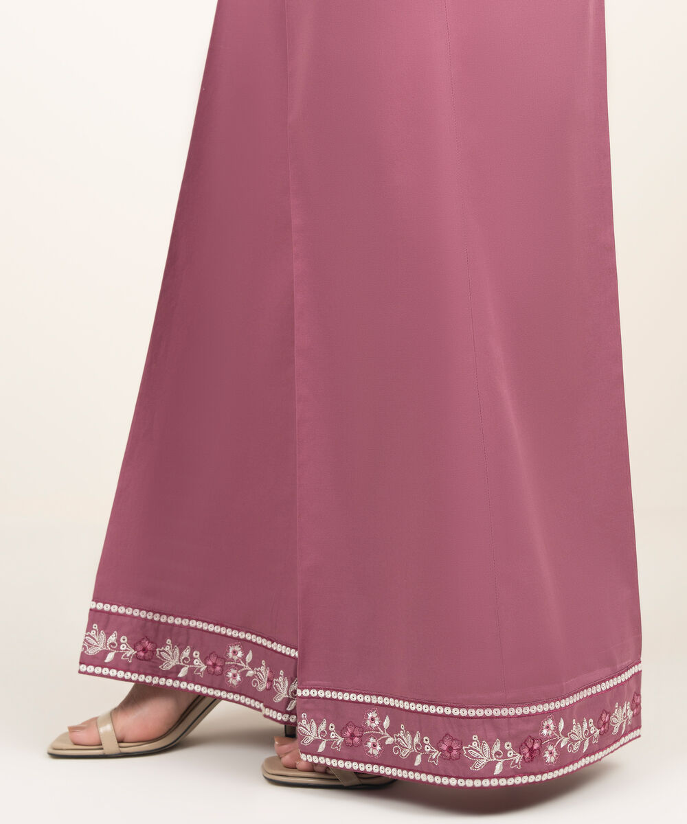 Women's RTW Cambric Embroidered Purple Flared Pants