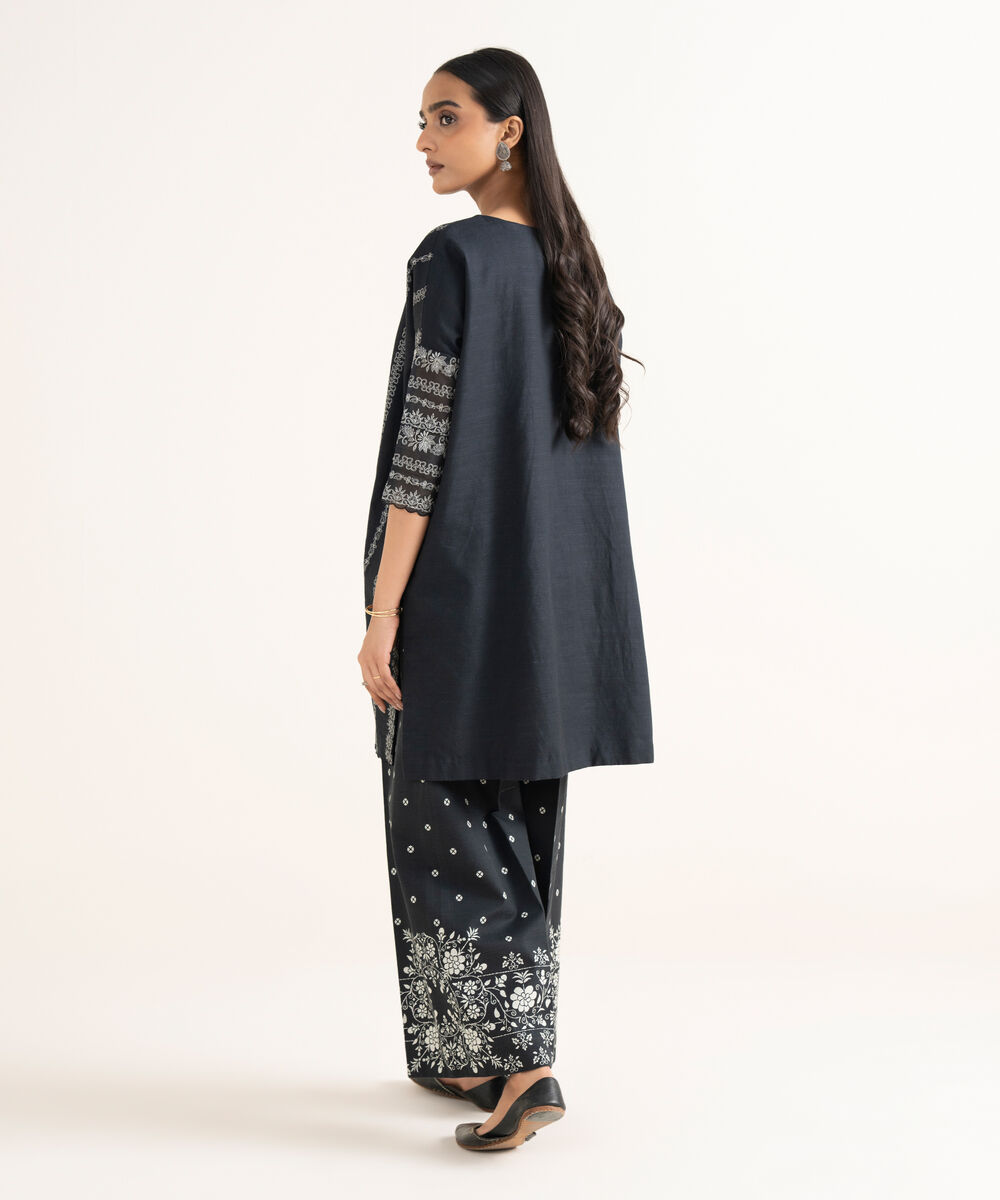 Women's Unstitched Khaddar Embroidered Aqua Green 2 Piece Suit