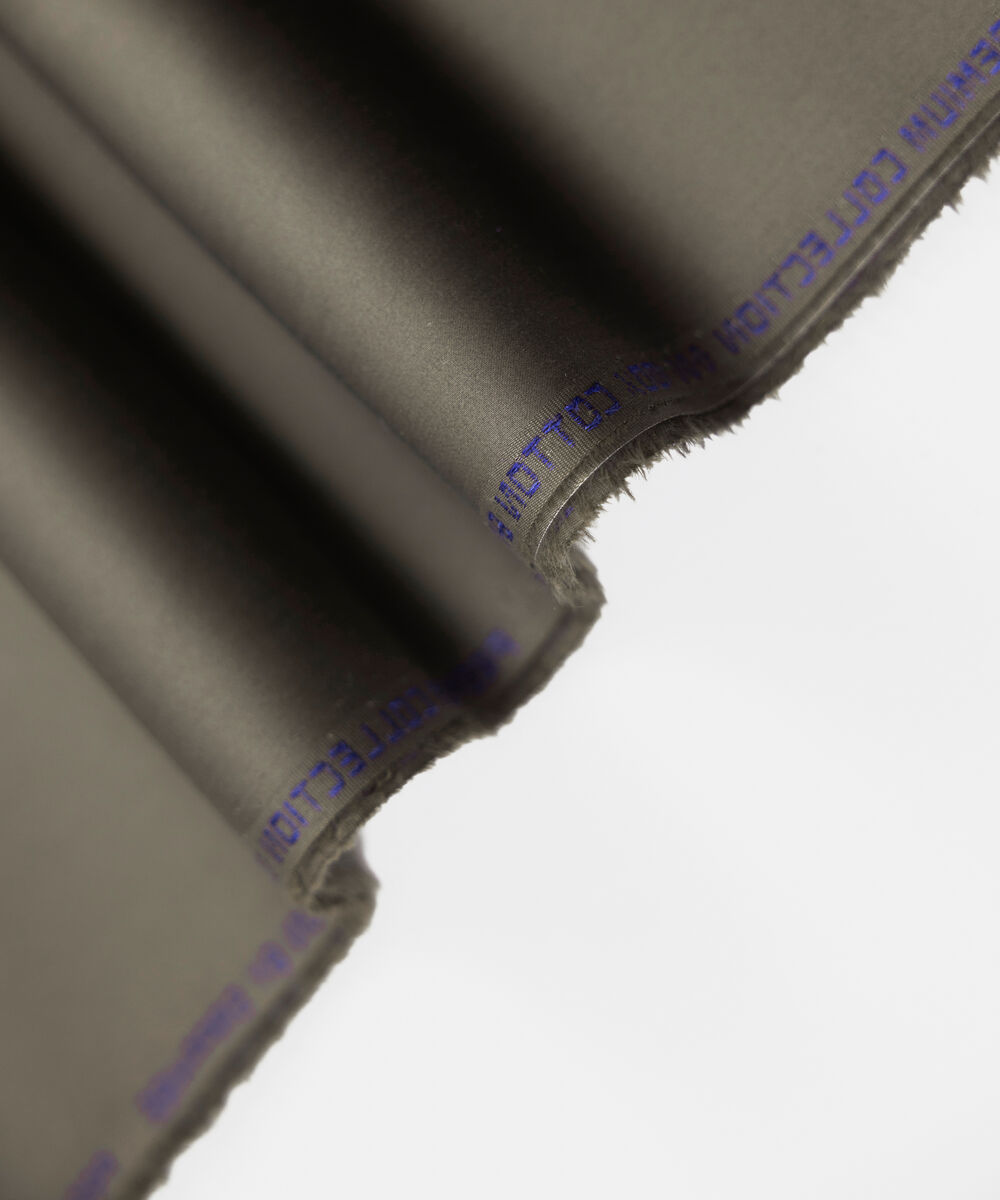 Men's Unstitched Two-Piece Premium Cotton Satin Charcoal Suit.