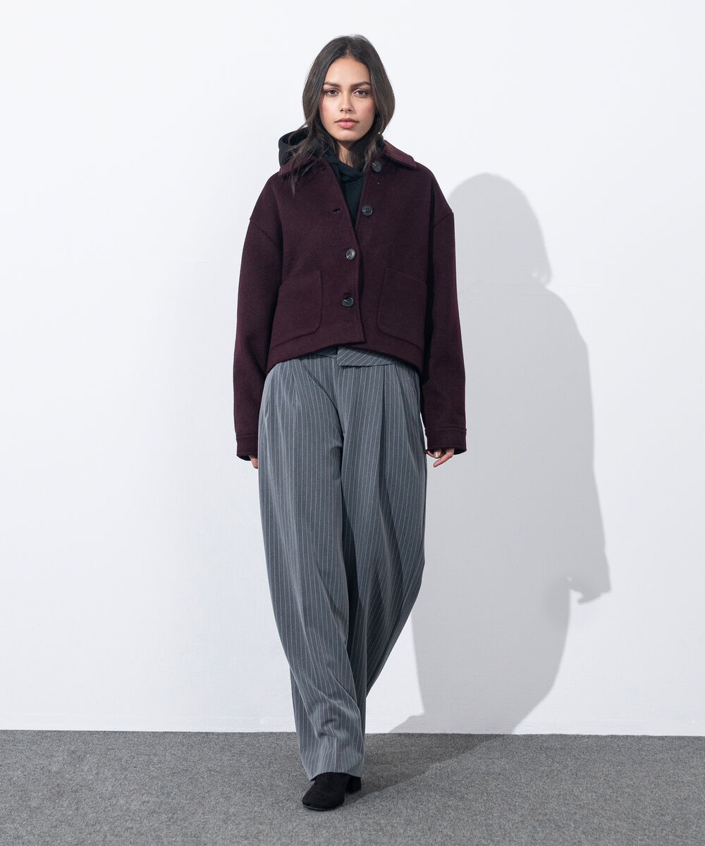 Women's Western Wear Merlot Short Woollen Effect Coat