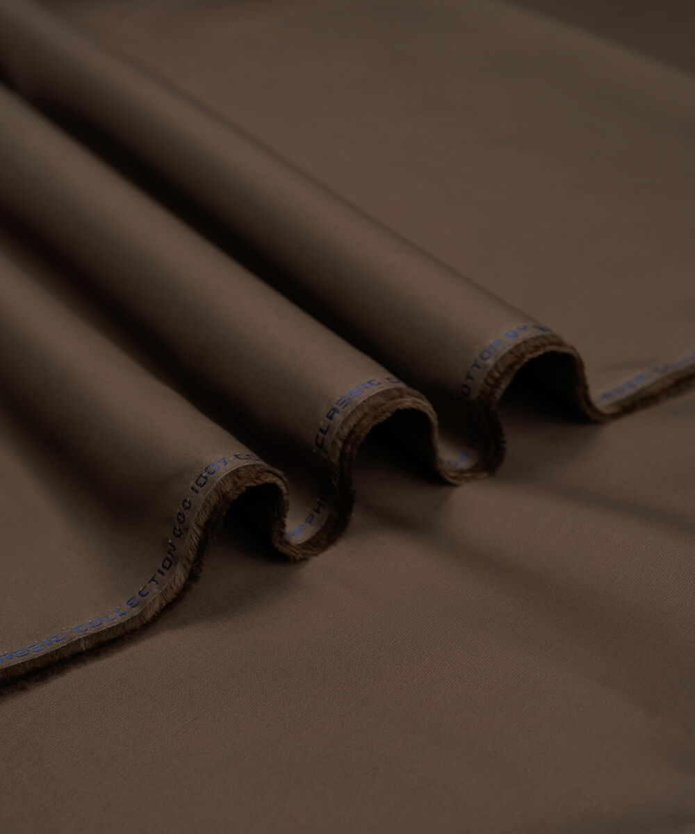 Men's Unstitched Two-Piece Brown  Premium Cotton Dobby Suit