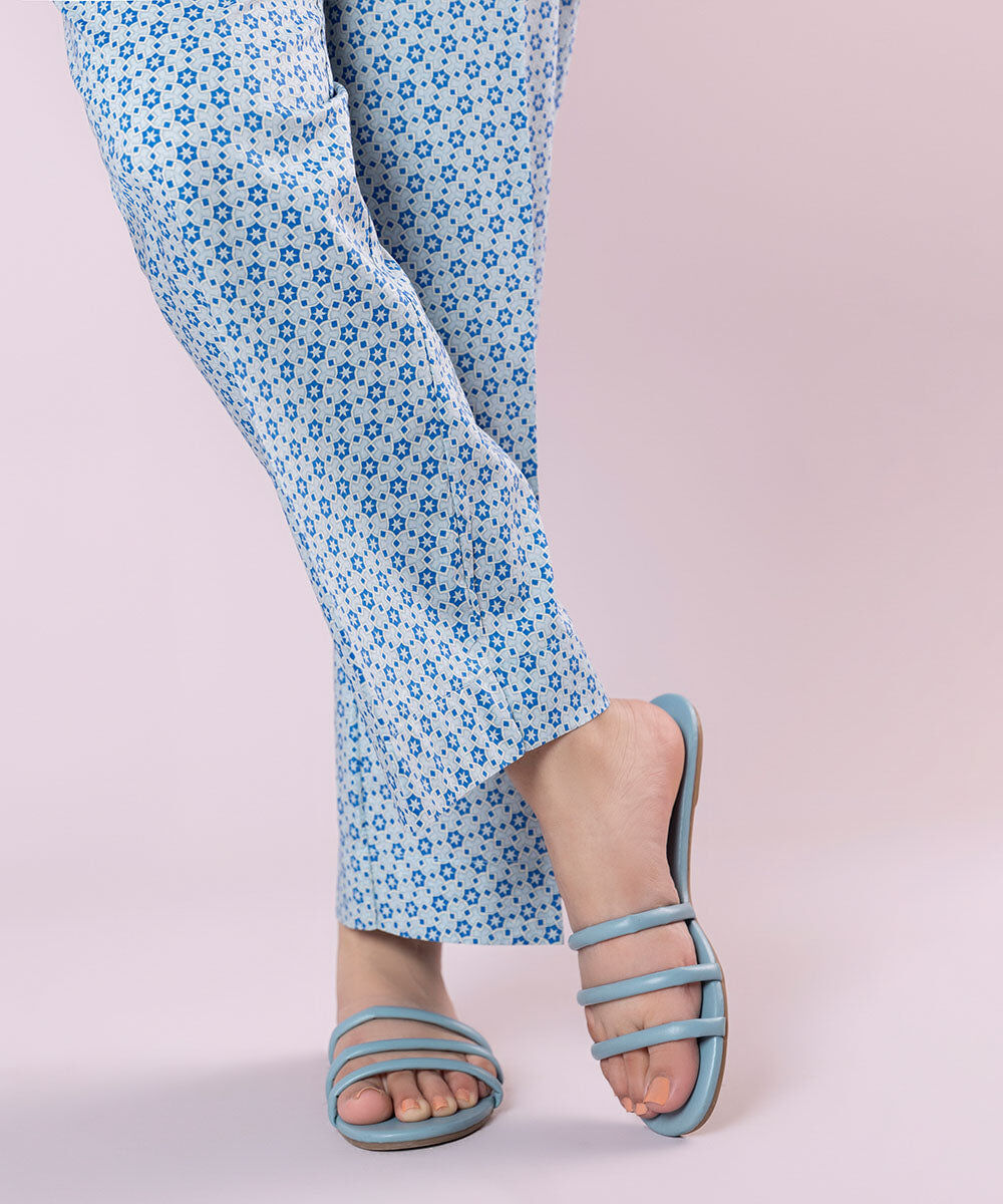 Women's Pret Cotton Viscose Printed Multi Straight Pants