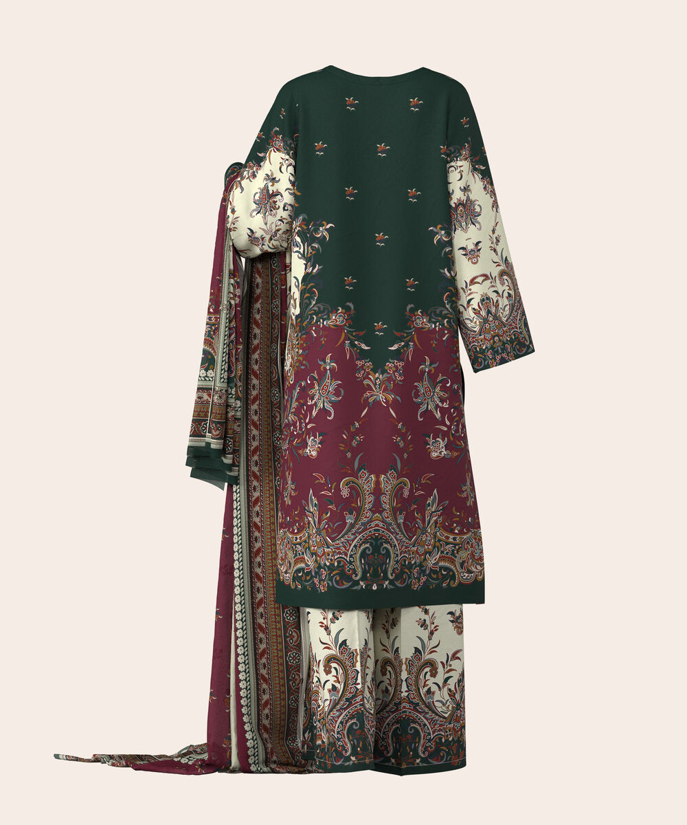 Women's Unstitched Lawn Multi  Embroidered 3 Piece Suit