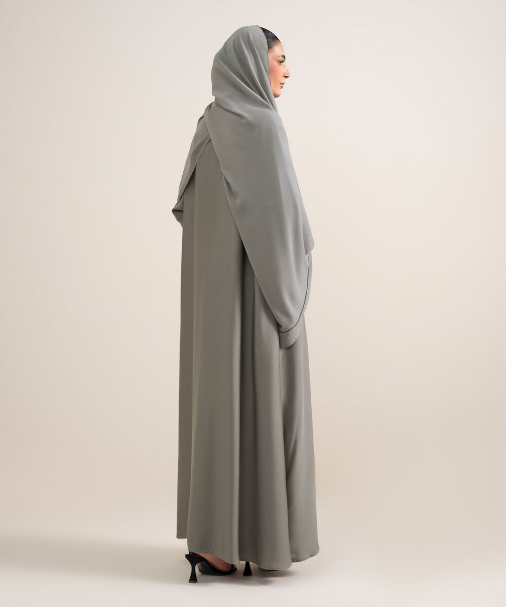 Women's Grey Regular Abaya Set