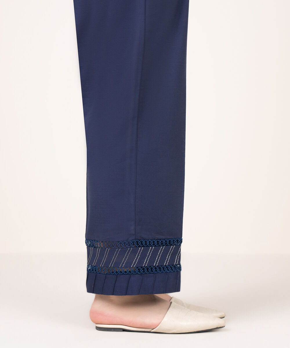 Women's RTW Light Khaddar Solid Blue Culottes
