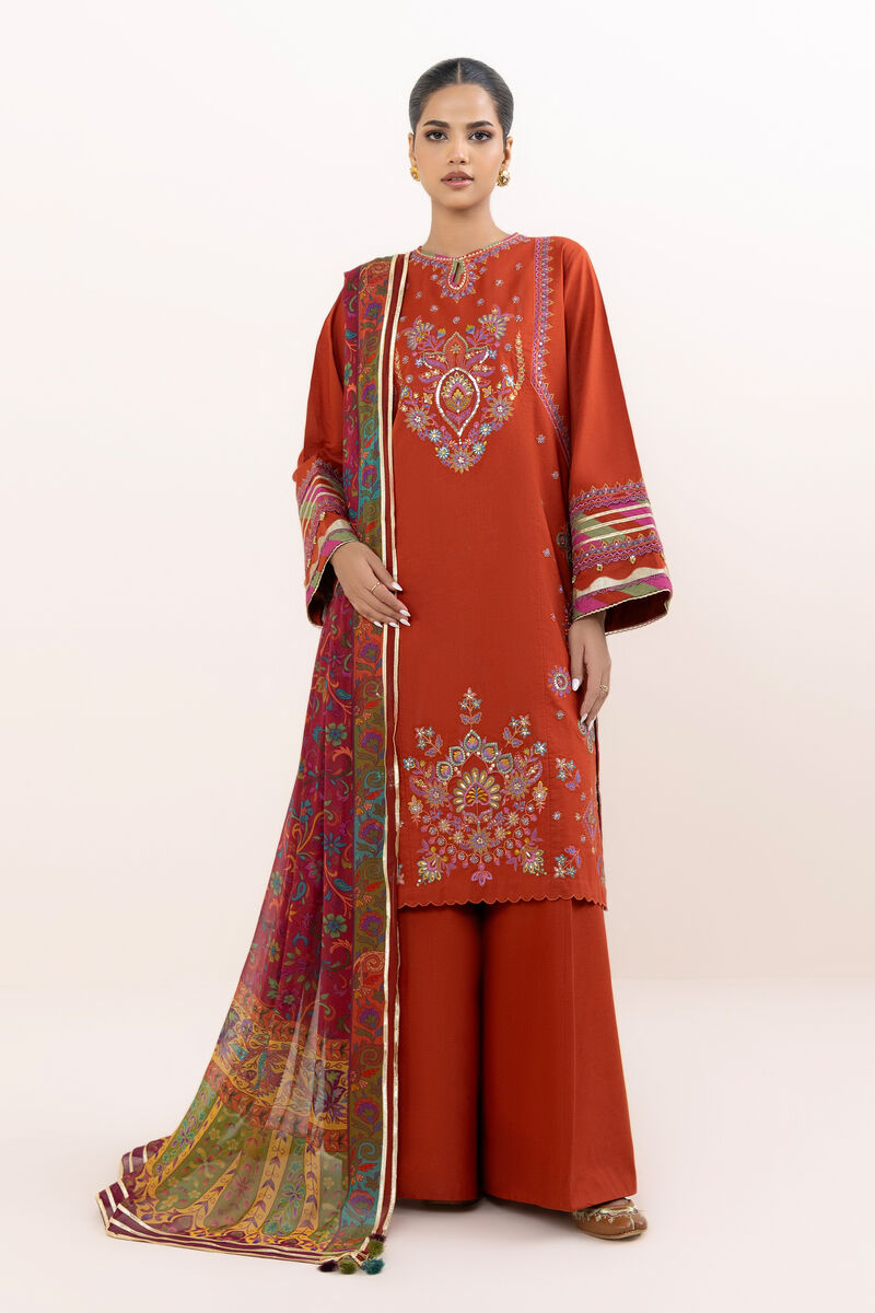 3 Piece - Embroidered Crosshatch Suit