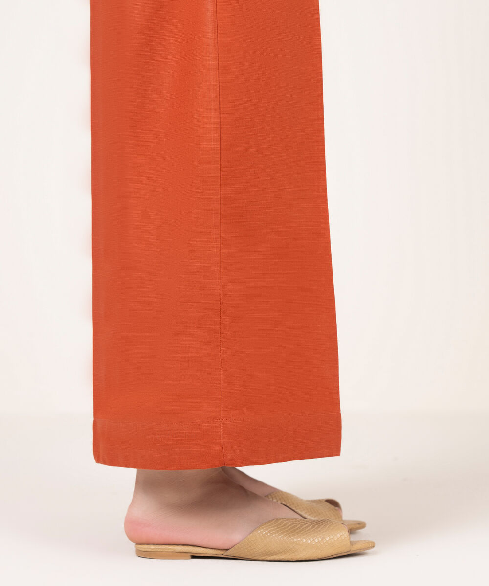 Women's RTW Cotton Solid Rust Flared Pants