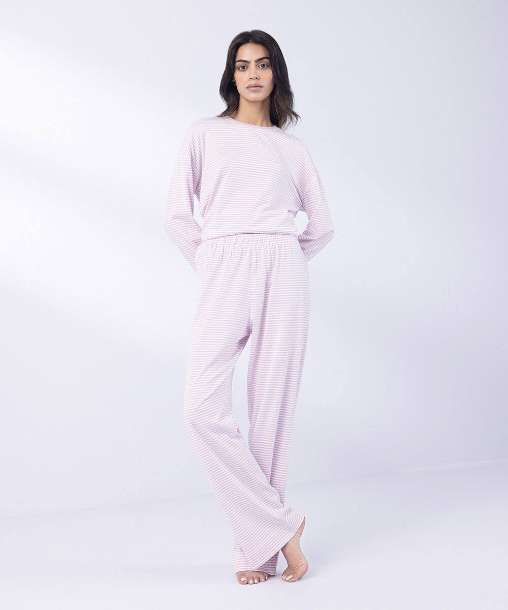 Woman - Pink And White Versa Striped Pajamas