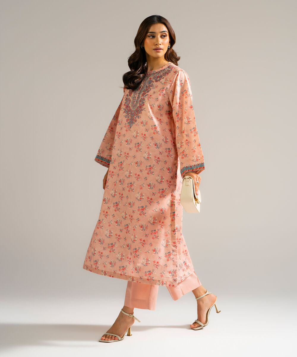 Women's RTW Zari Lawn Embroidered Pink 2 Piece Suit