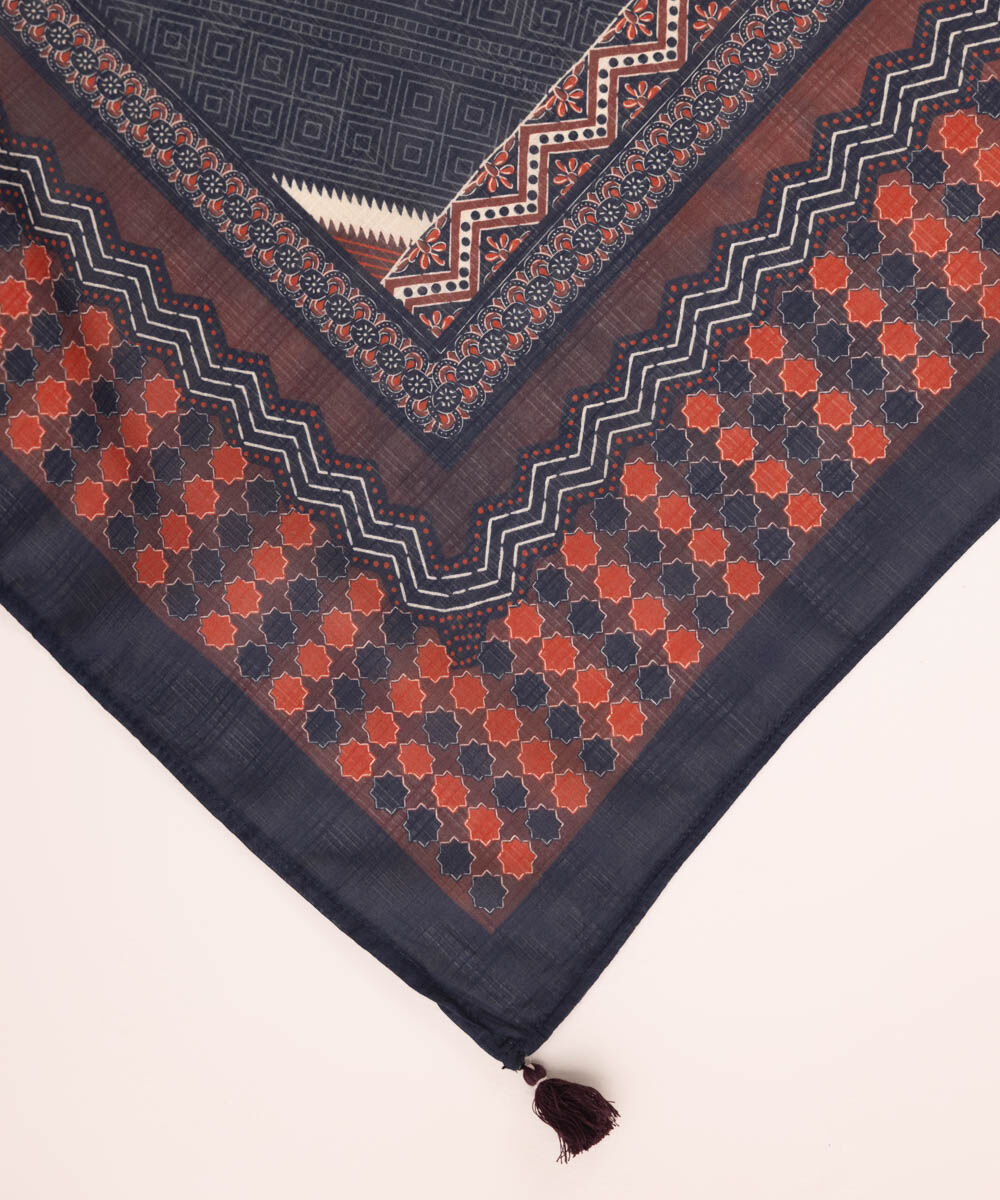 Textured Voile Multi Printed Dupatta