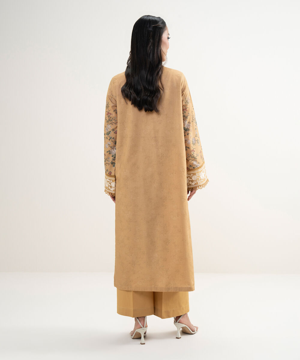 Women's RTW Zari Lawn Embroidered Sand Brown 2 Piece Suit