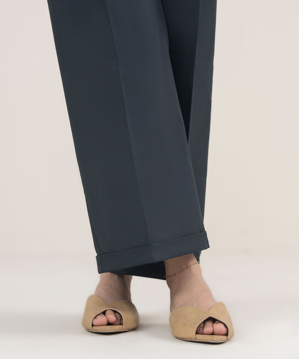 Women's Unstitched Cotton Printed Black Trousers Fabric