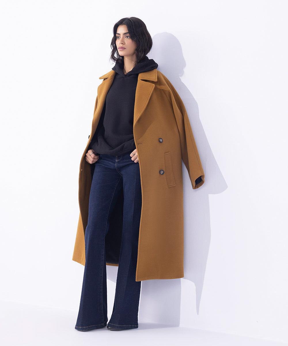 Woman - Brown Oversized Raglan Coat