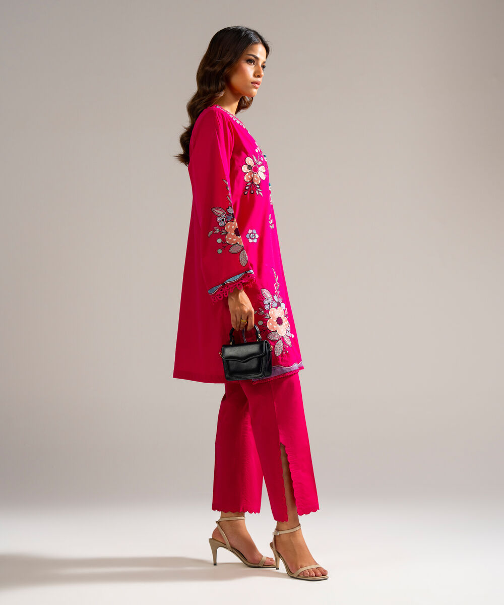 Women's RTW Lawn Embroidered Pink 2 Piece Suit