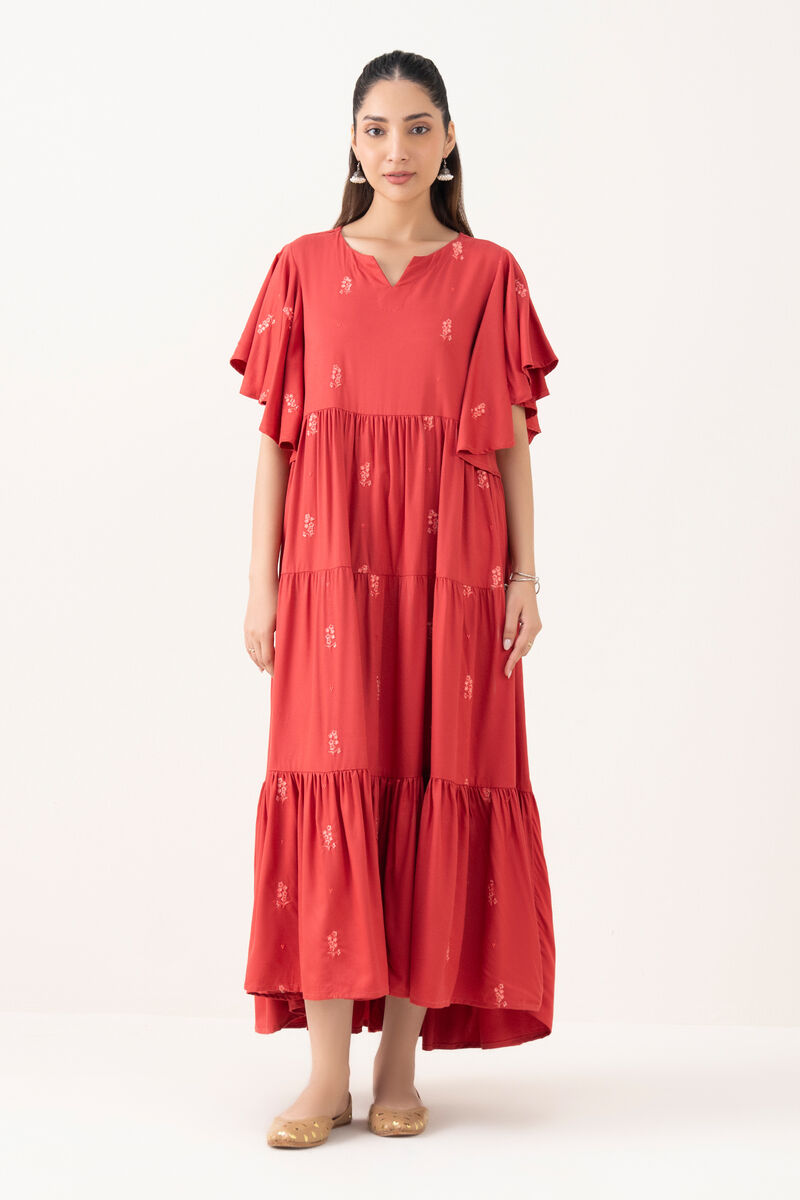 Embroidered Cambric Tier Dress