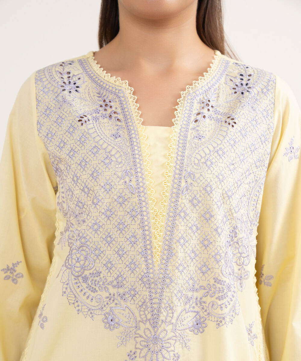 Women's RTW Cambric Lime Yellow Dyed Aline Shirt