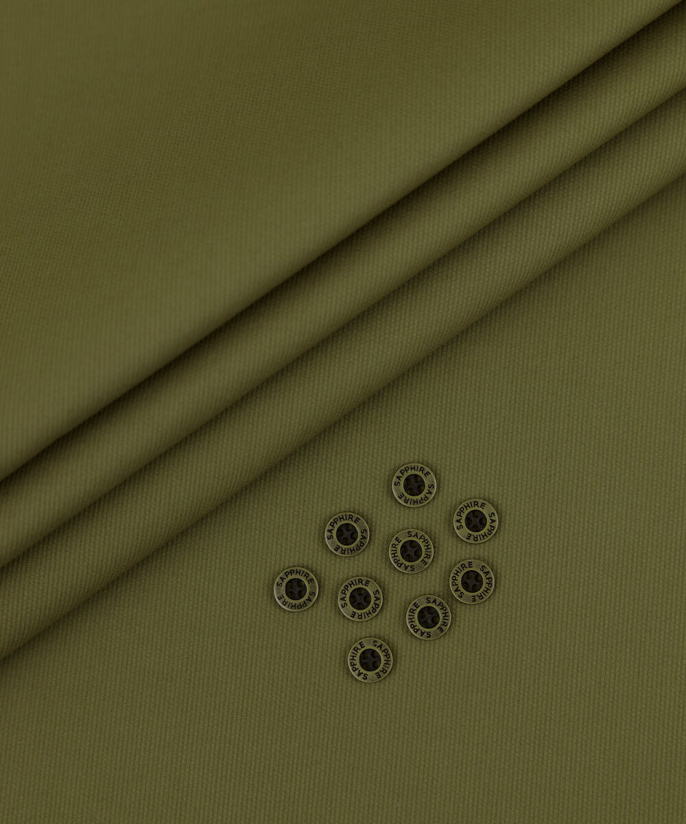 Men's Unstitched 2-Piece Cotton Dobby Olive Green Suit