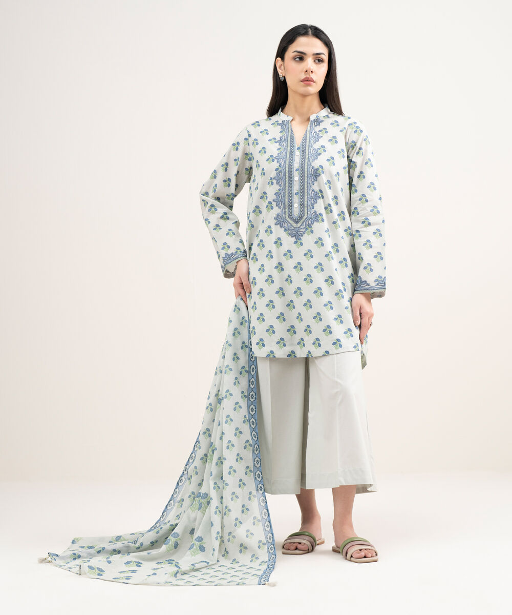 Women's RTW Lawn Embroidered Grey Straight Shirt