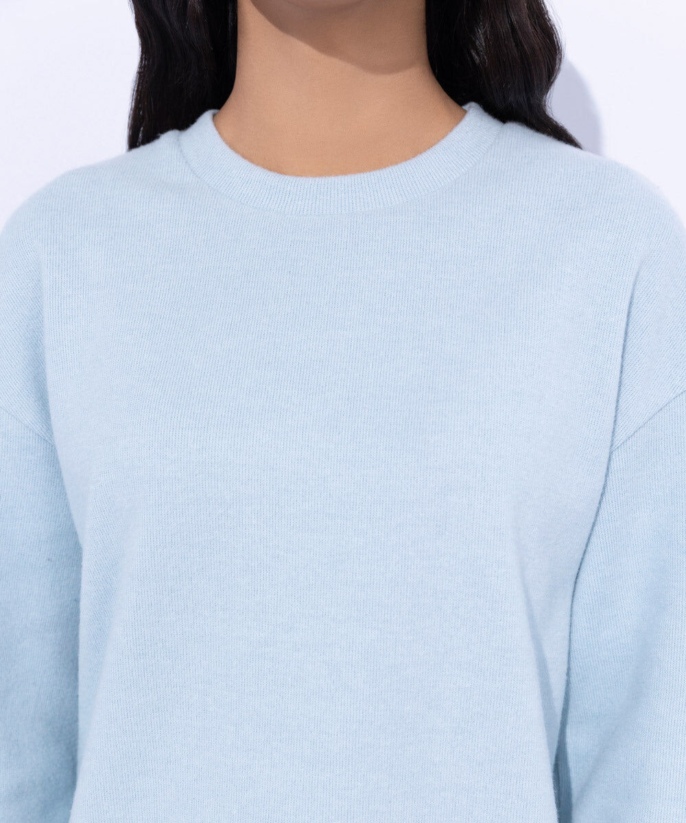 Woman - Blue Ribbed T-Shirt