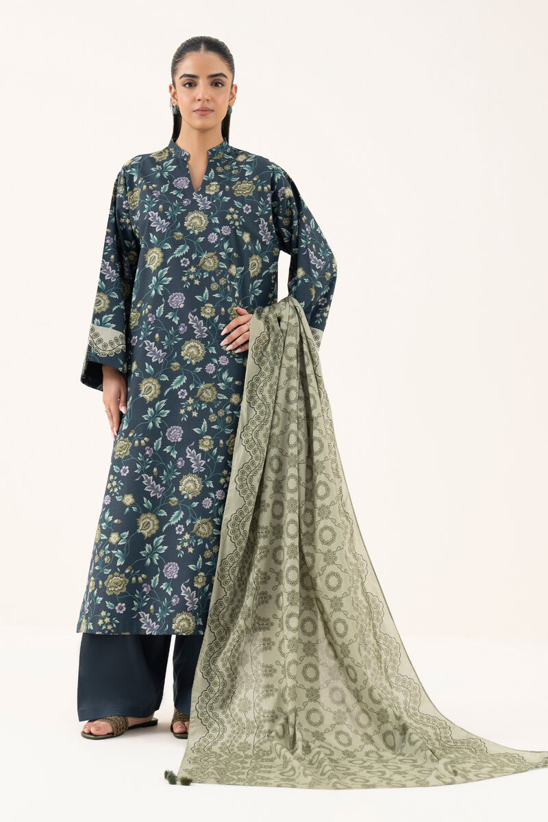 3 Piece - Printed Cotton  Suit