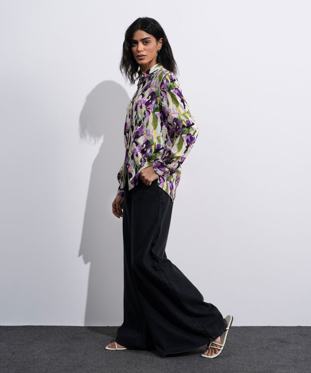 Women's Multi Abstract Printed Viscose Shirt