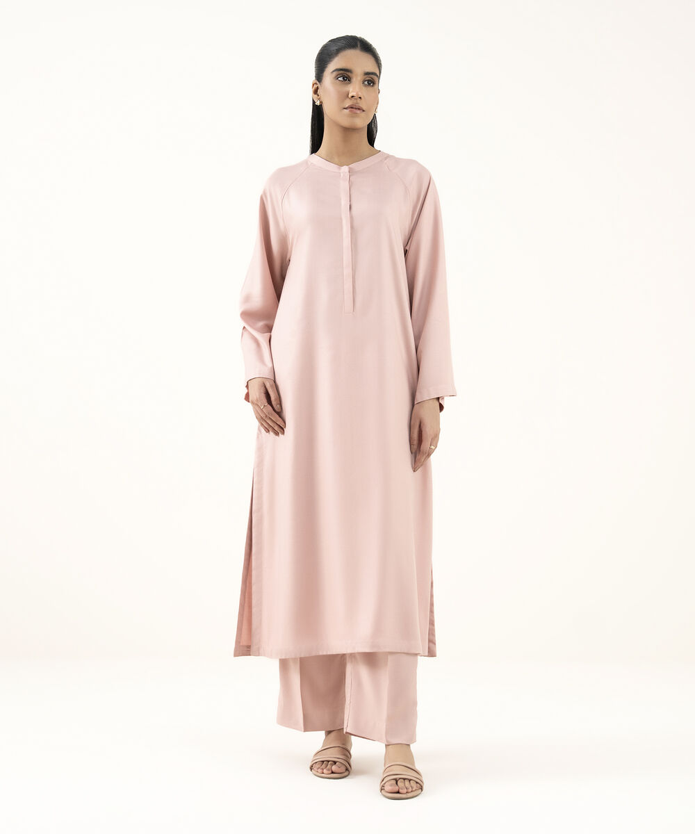 Women's RTW Dobby Pink Solid Straight Shirt